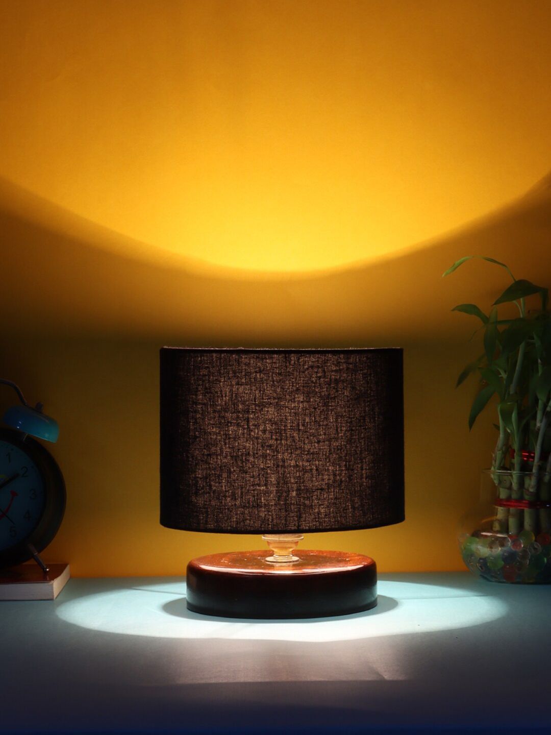 Devansh Black Traditional Table Lamp with Shade Price in India