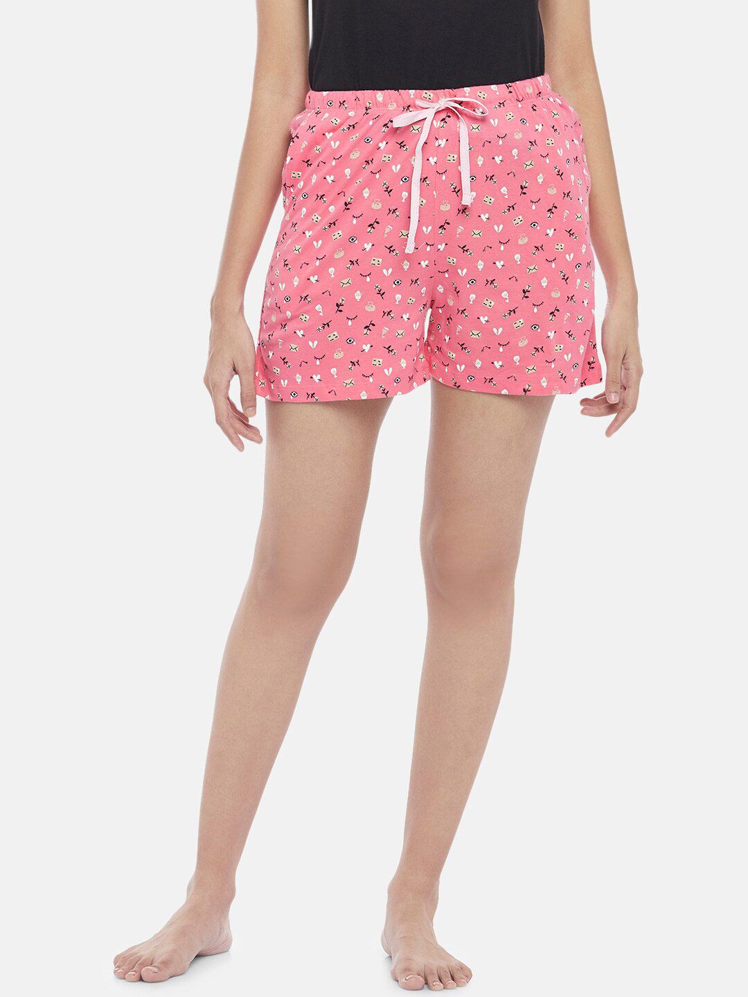 Dreamz by Pantaloons Women Pink Printed Pure Cotton Lounge Shorts Price in India