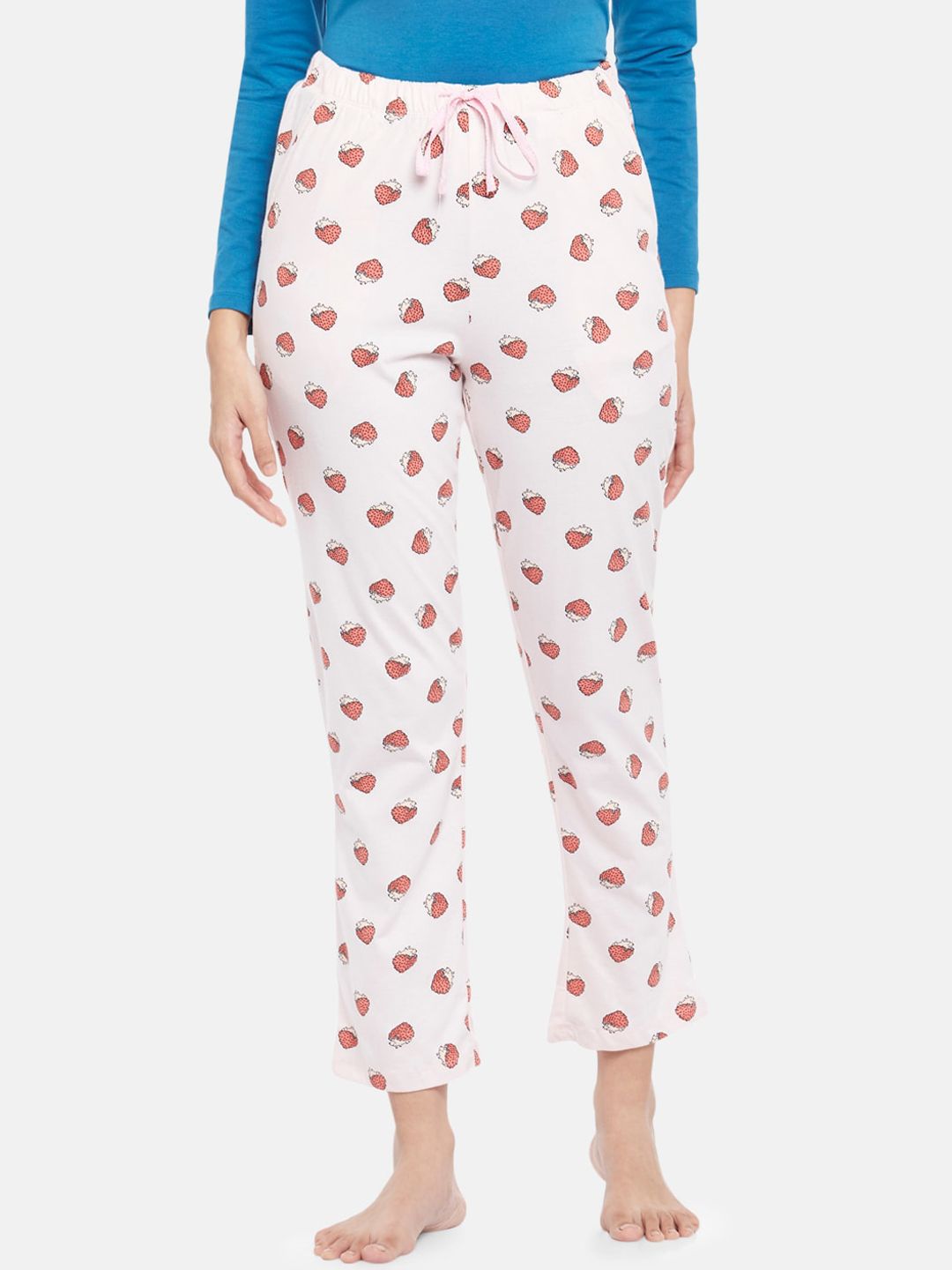 Dreamz by Pantaloons Women Pink & Red Printed Cotton Lounge Pants Price in India