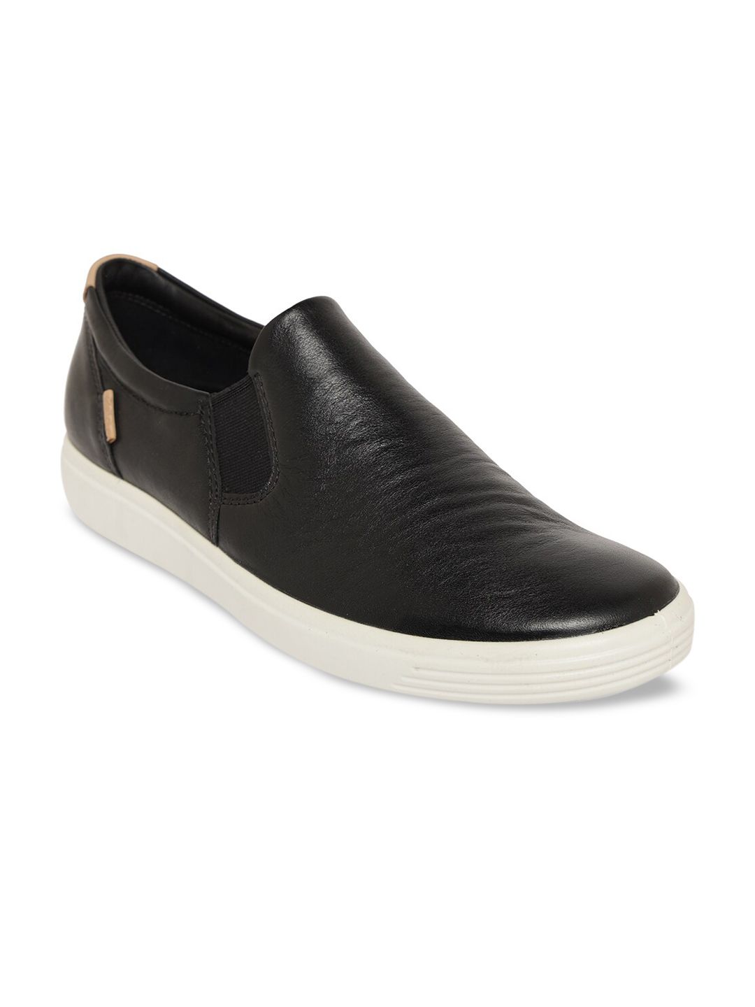 ECCO Soft 7 Women Black Textured Leather Scandinavian Spirit Slip-On Sneakers Price in India