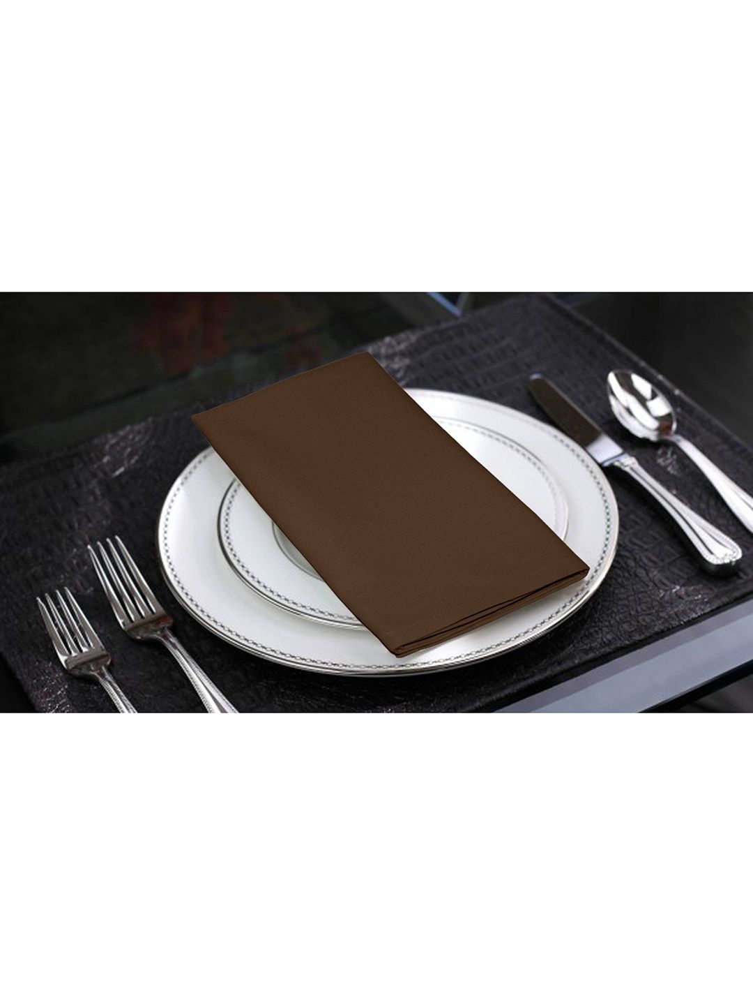Lushomes Set Of 6 Brown Solid Cotton Table Napkins Price in India