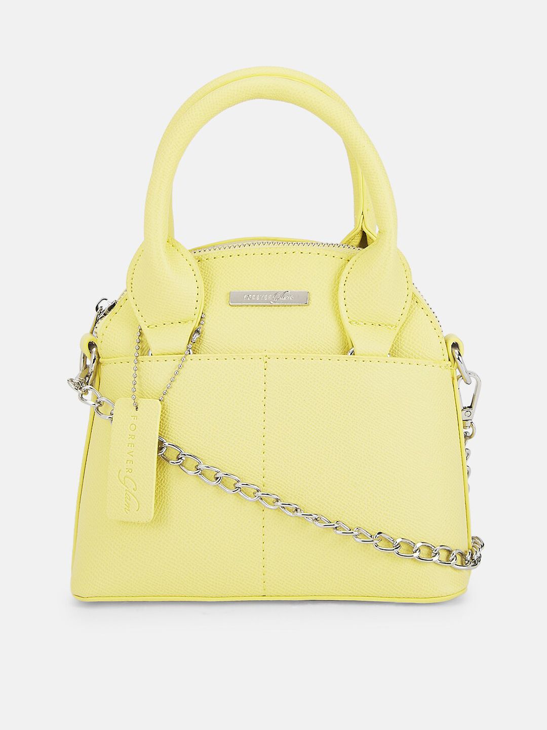 Forever Glam by Pantaloons Lime Green Structured Handheld Bag Price in India