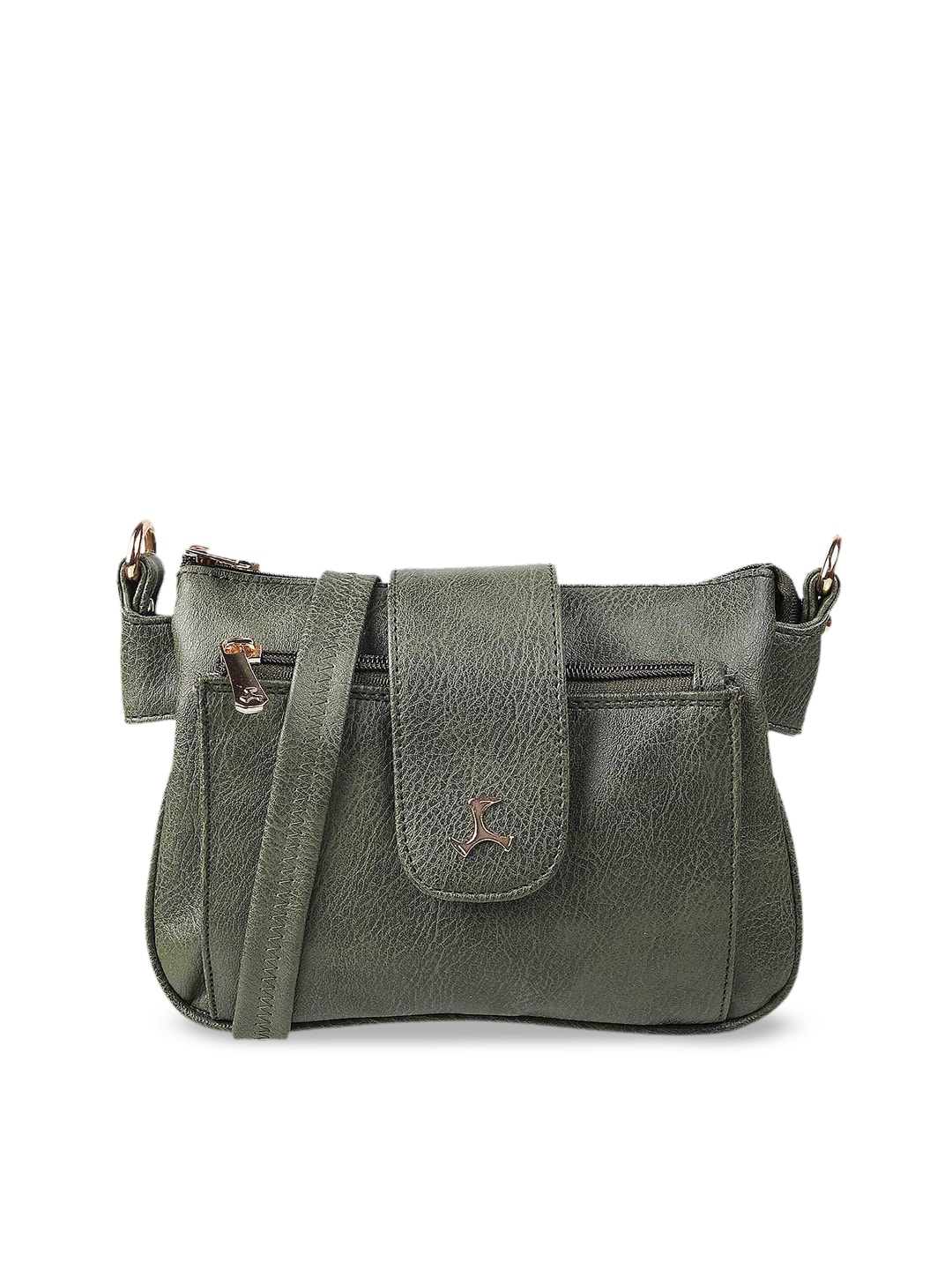 Mochi Green Textured PU Swagger Sling Bag Price in India