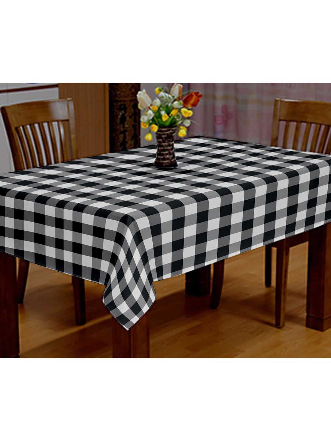 Lushomes Black & White Checked Dining Table Cover -40"x 40" Price in India