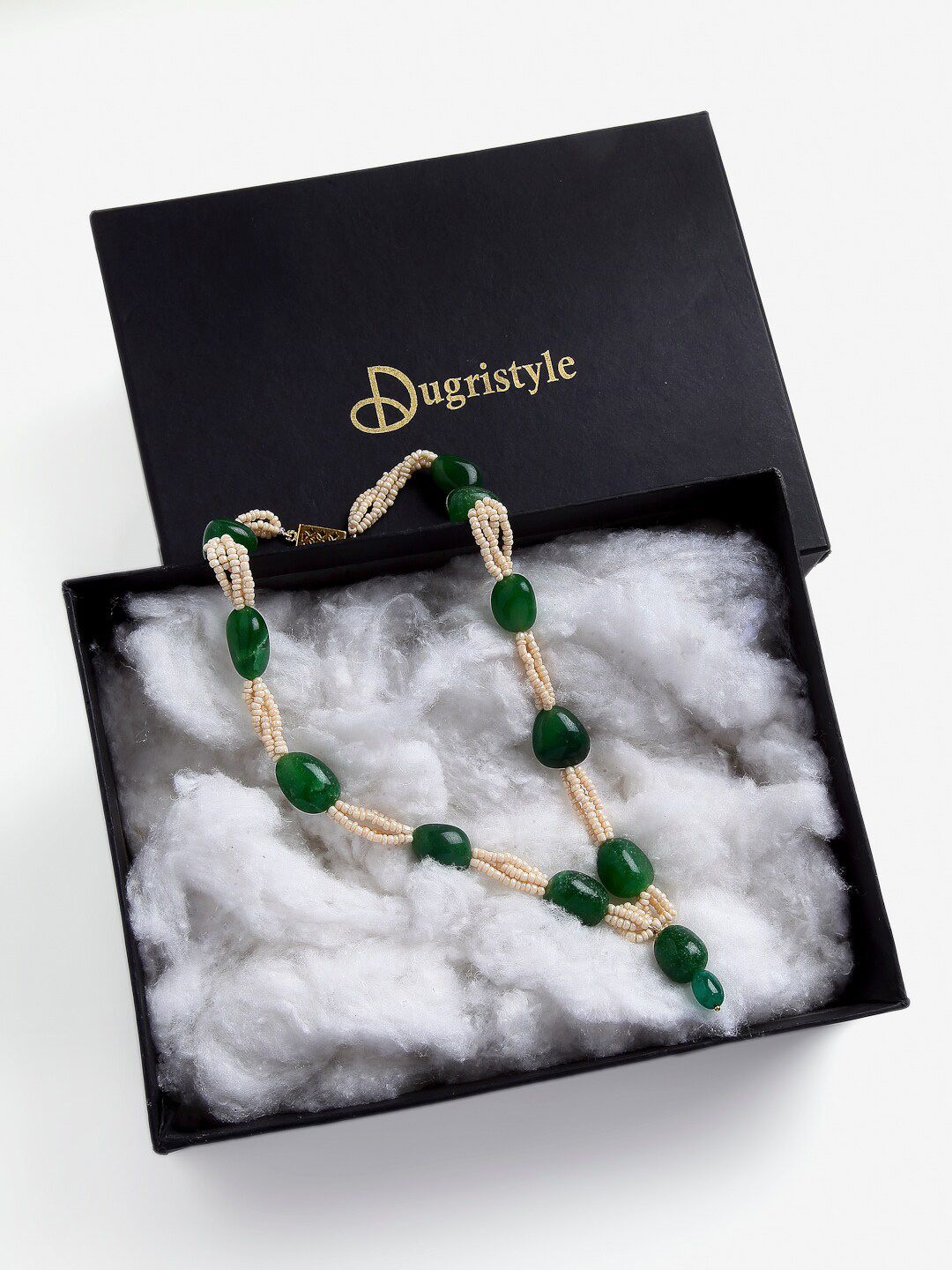 DUGRISTYLE Gold-Toned & Green Copper Gold-Plated Handcrafted Necklace Price in India