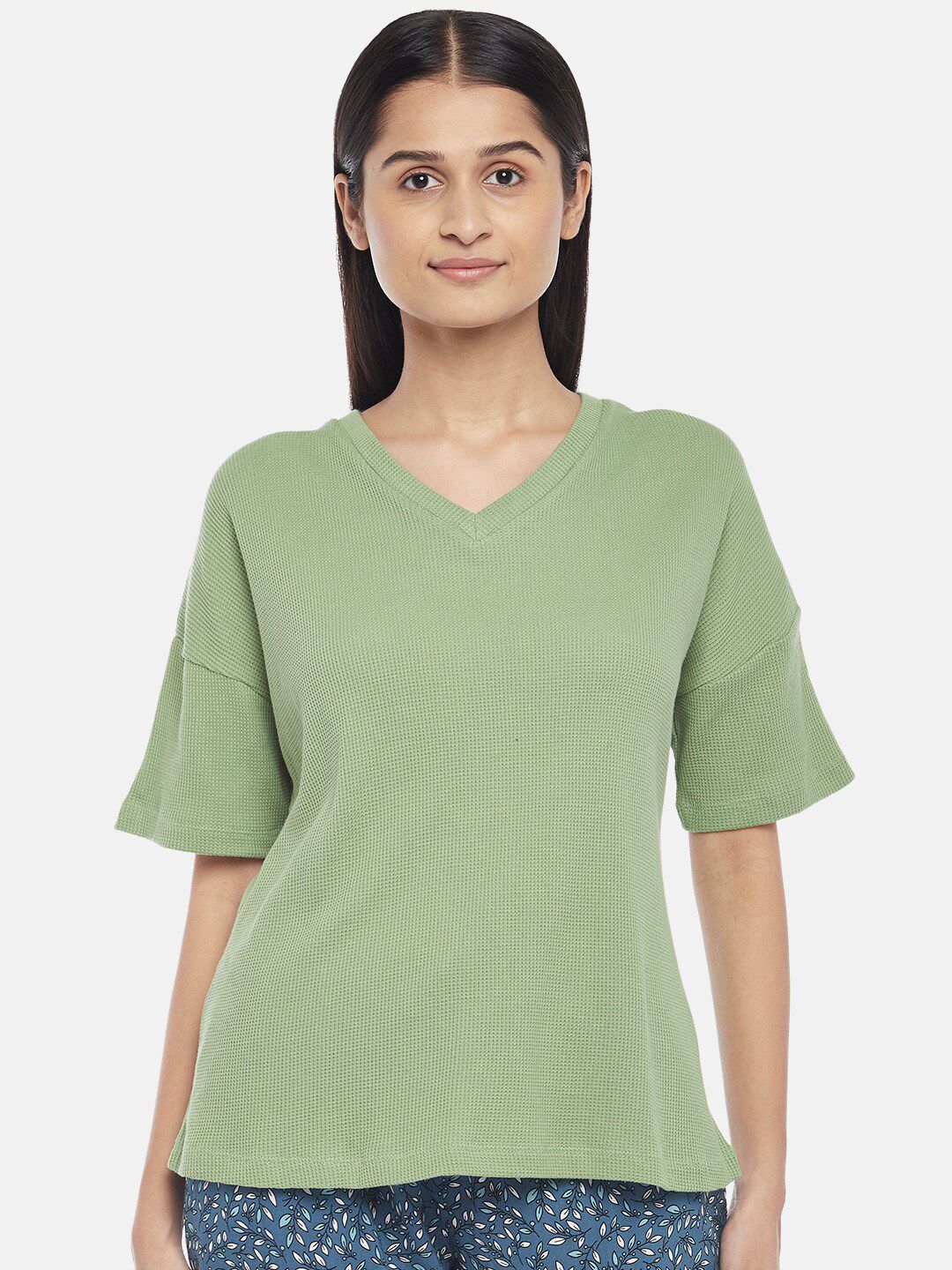 Dreamz by Pantaloons Women Green Regular Lounge tshirt Price in India