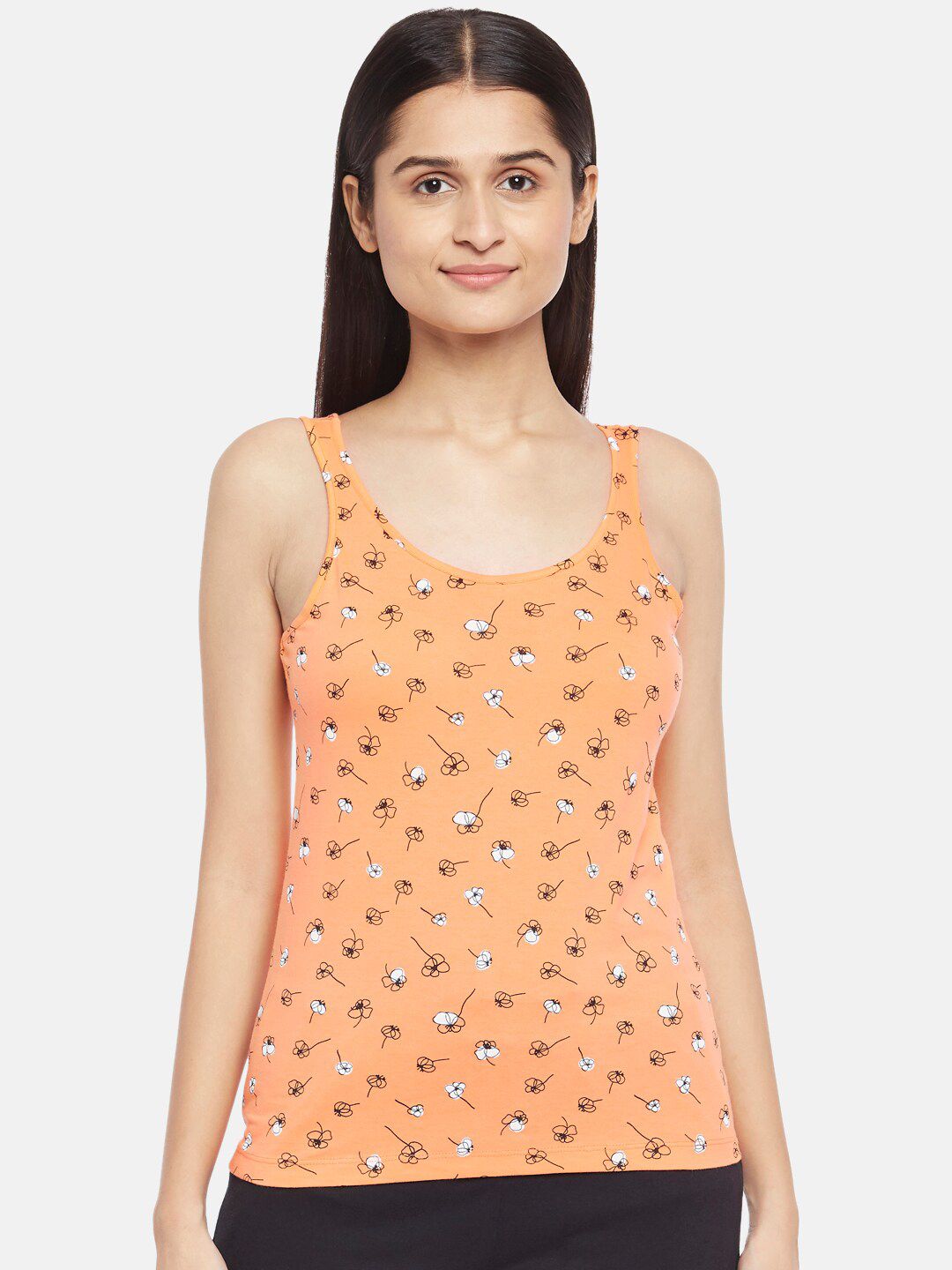 Dreamz by Pantaloons Women Orange Floral Printed Lounge Tshirt Price in India