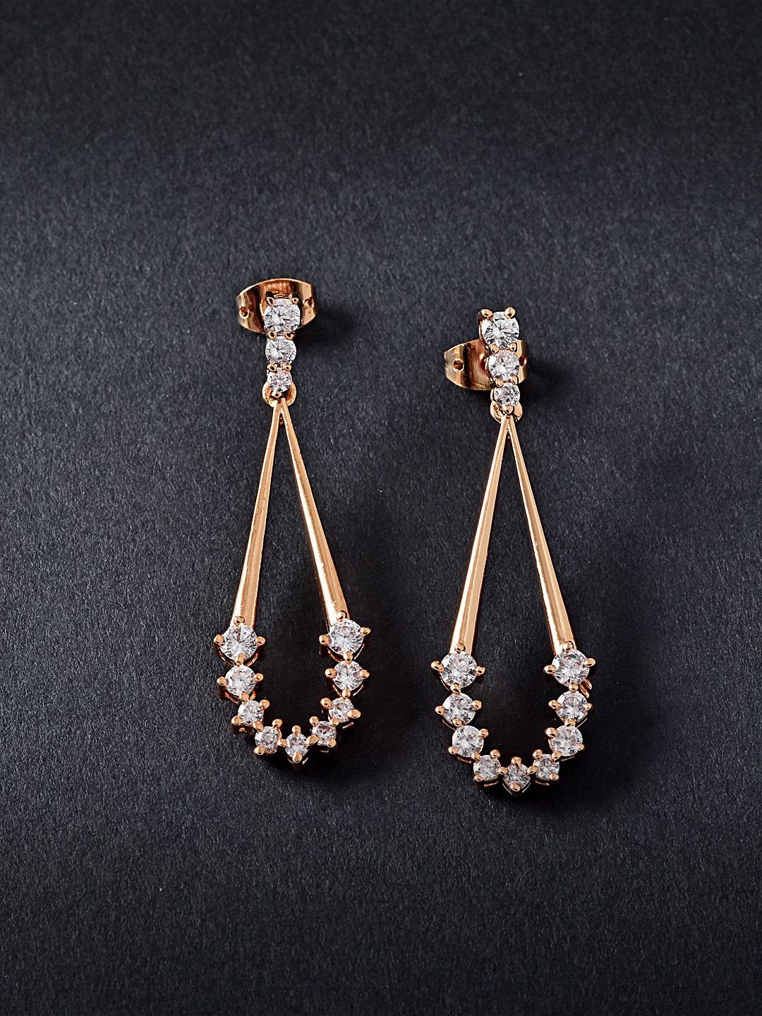 MINUTIAE Rose Gold Contemporary Drop Earrings Price in India