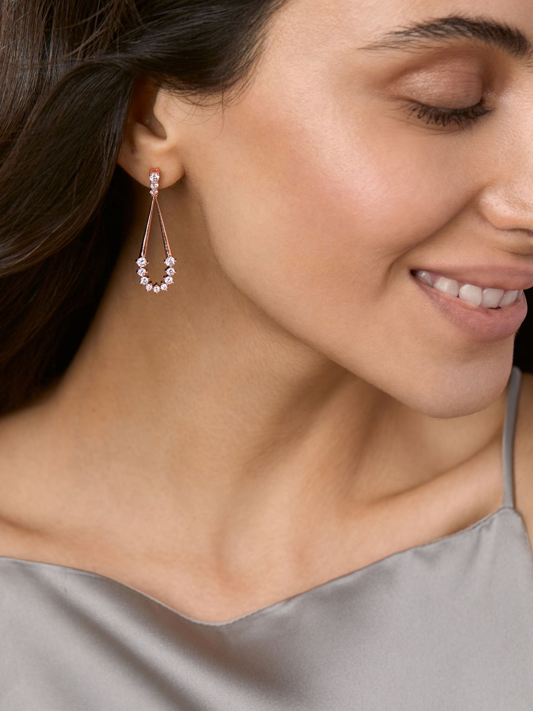 MINUTIAE Rose Gold Contemporary Drop Earrings