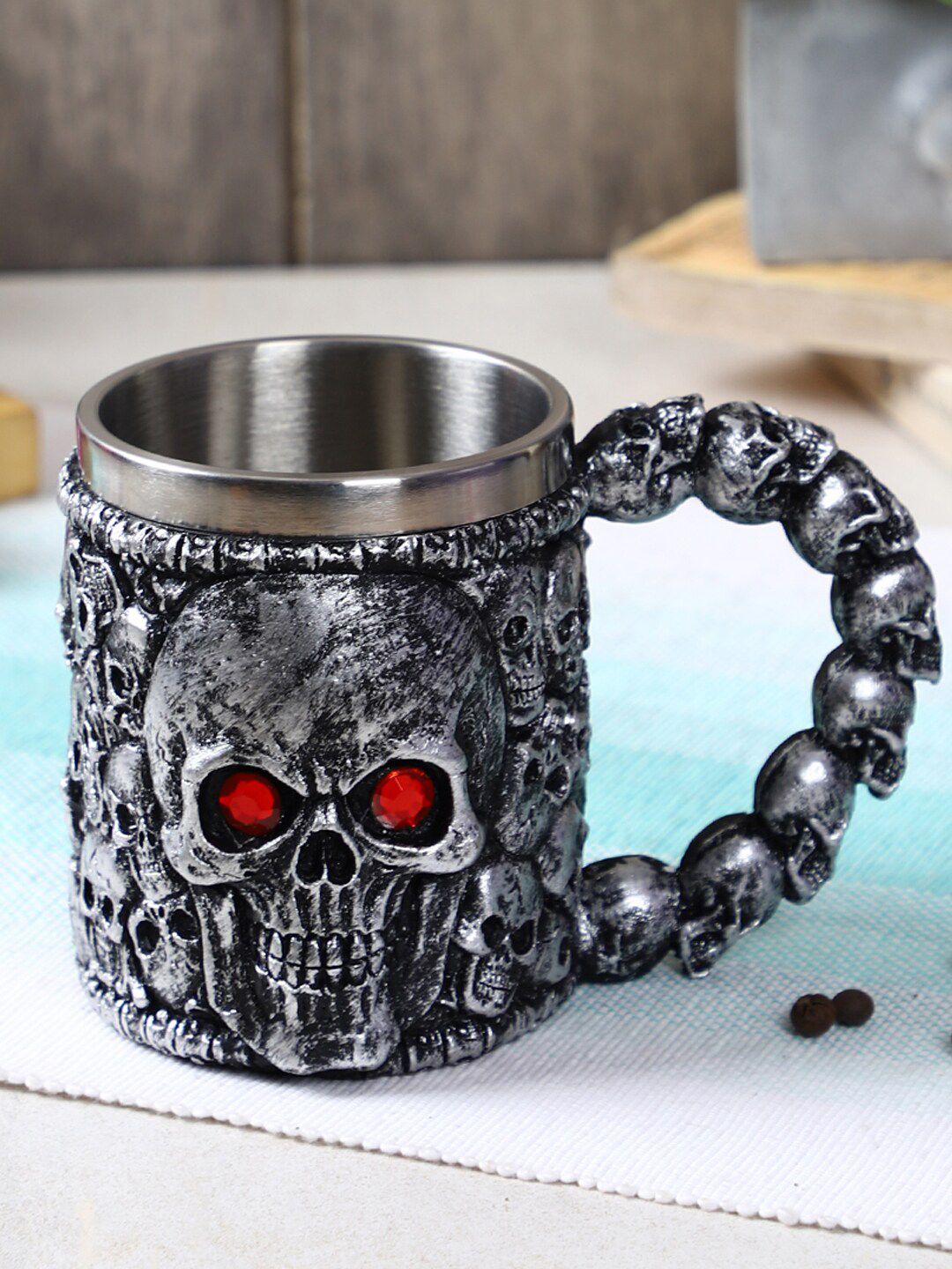 TIED RIBBONS Black & Silver Textured Skull Coffee Cups & Mugs Price in India