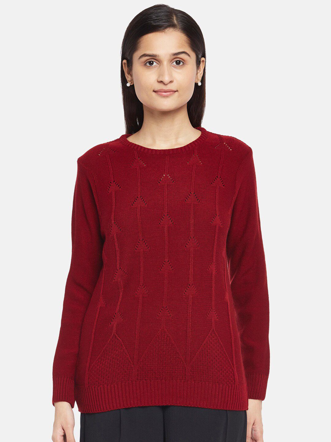 Honey by Pantaloons Women Red Acrylic Cardigan Price in India