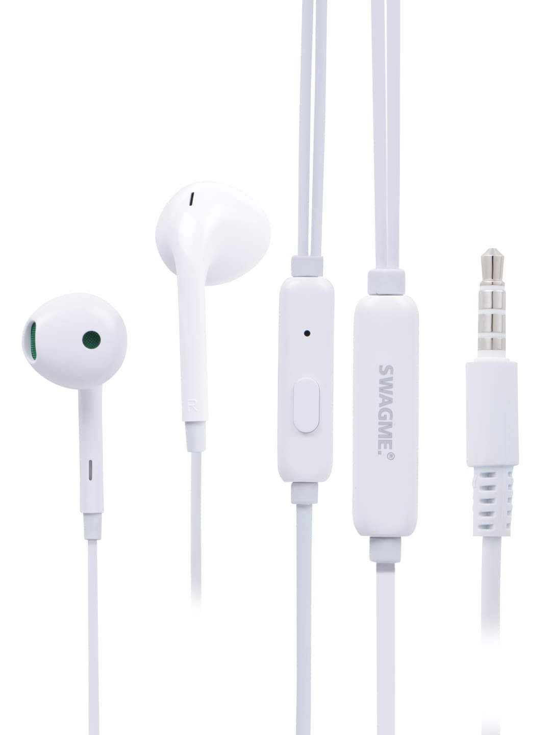 SWAGME Unisex White Solid 14mm Bass IE007 In-Ear Wired Earphones With Mic Price in India
