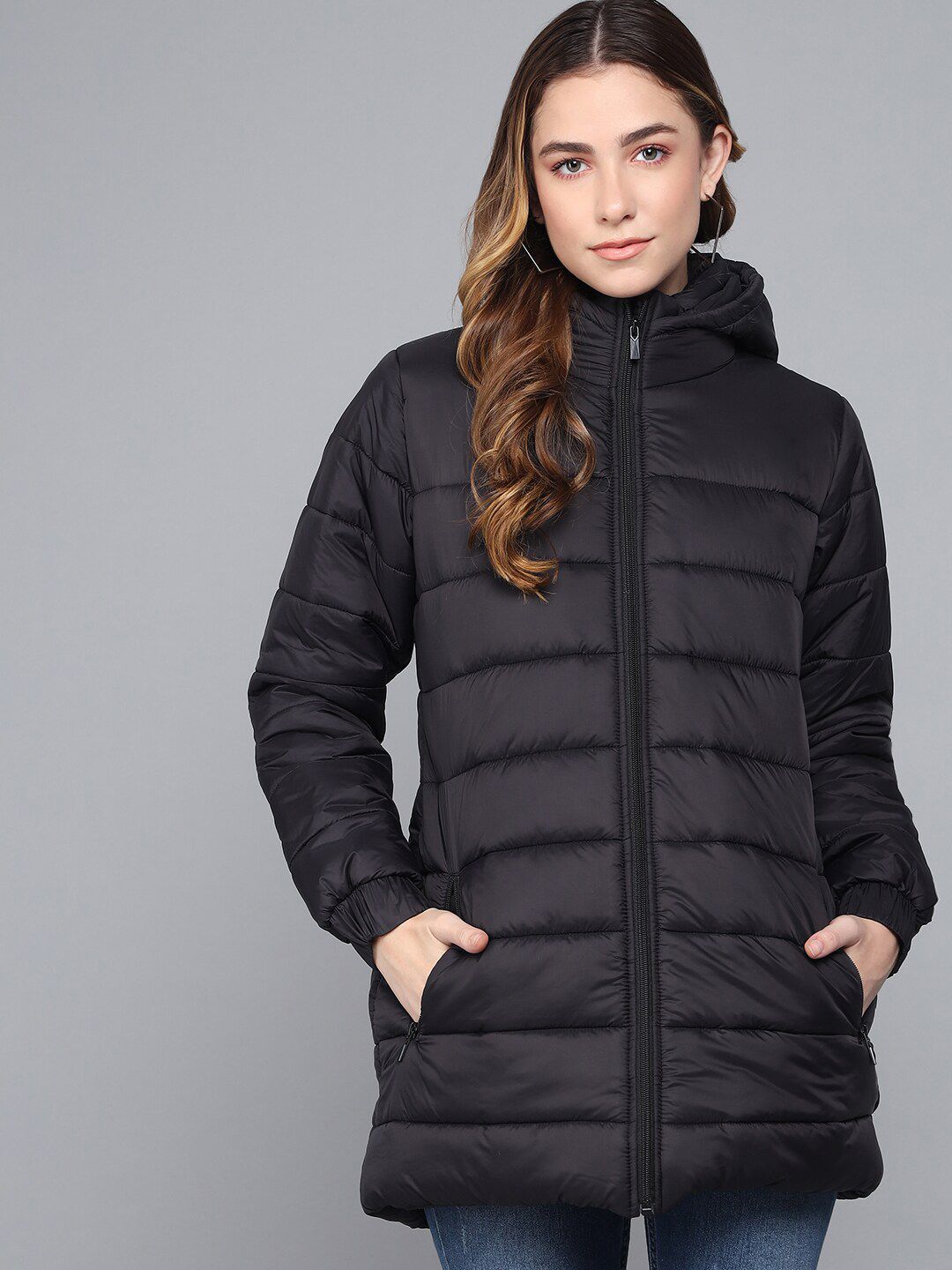 Kotty Women Black Longline Outdoor Puffer Jacket Price in India