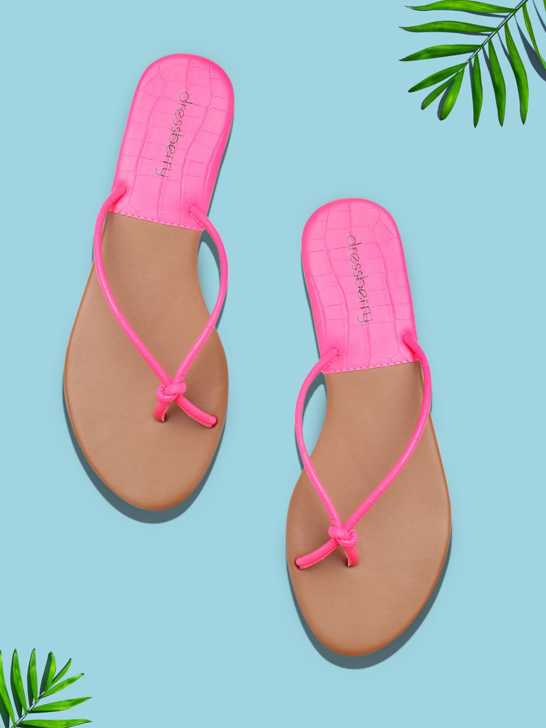 DressBerry Women Pink & Beige Colourblocked Open Toe Flats Price in India