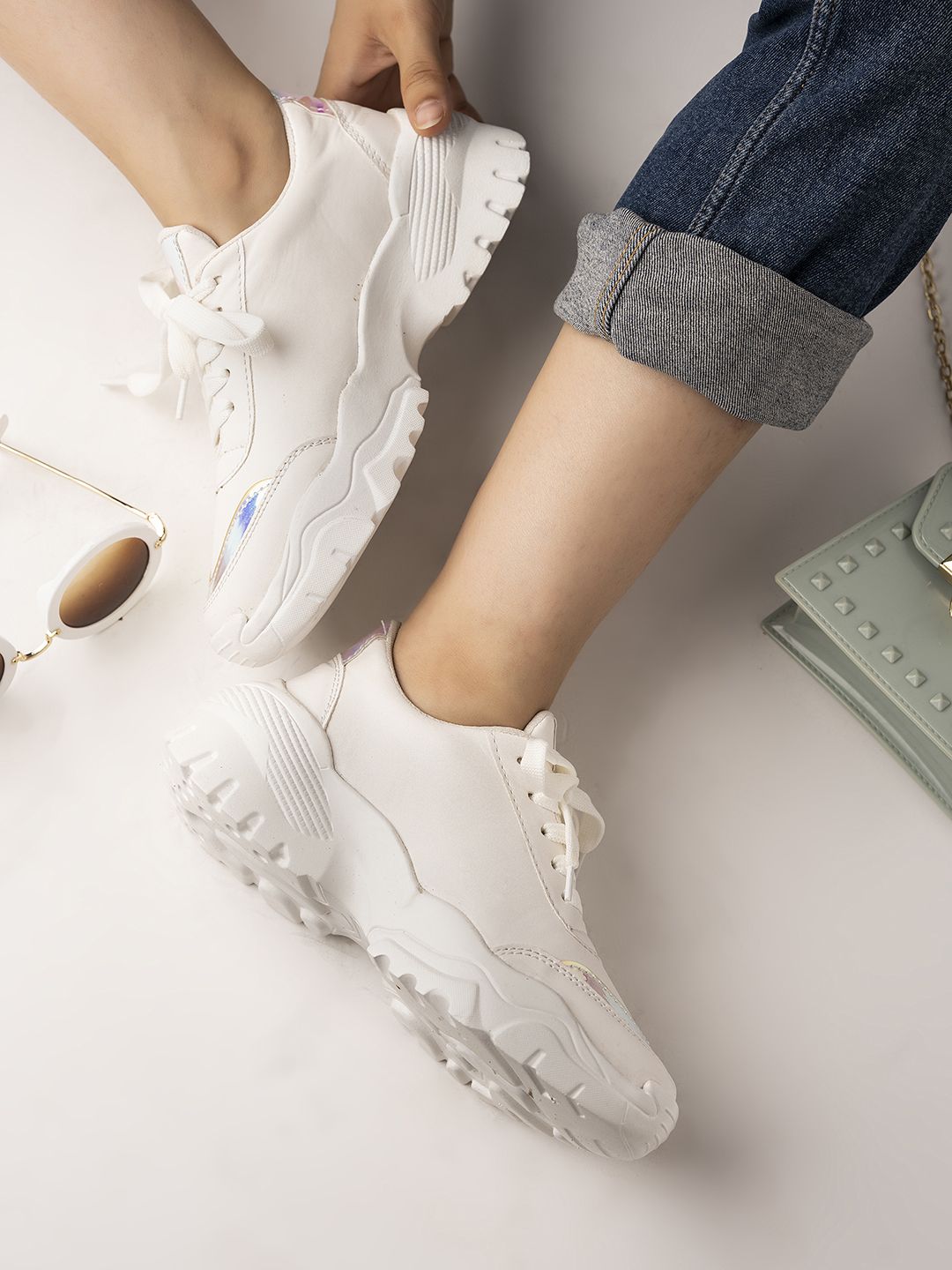 Shoetopia Women White Mesh Walking Non-Marking Shoes Price in India