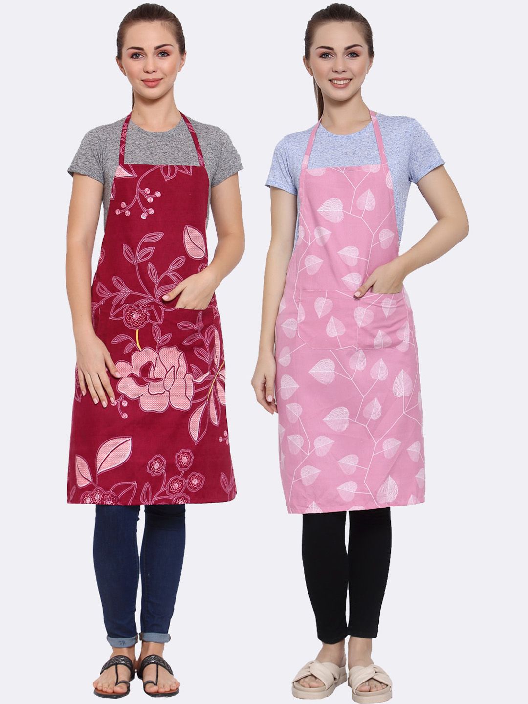 Arrabi Multicoloured Pack of 2 Floral Print Aprons Price in India