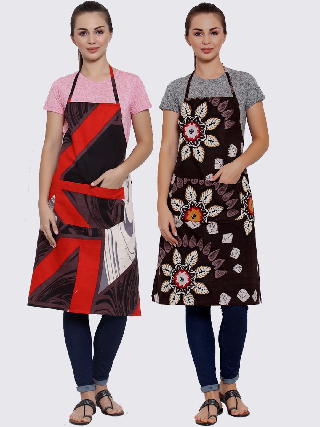 Arrabi Multicoloured Pack of 2 Printed Aprons Price in India