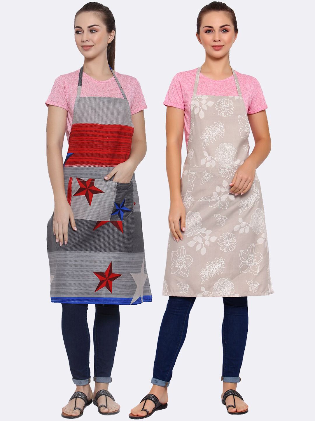 Arrabi Pack of 2 Multi Printed Aprons Price in India