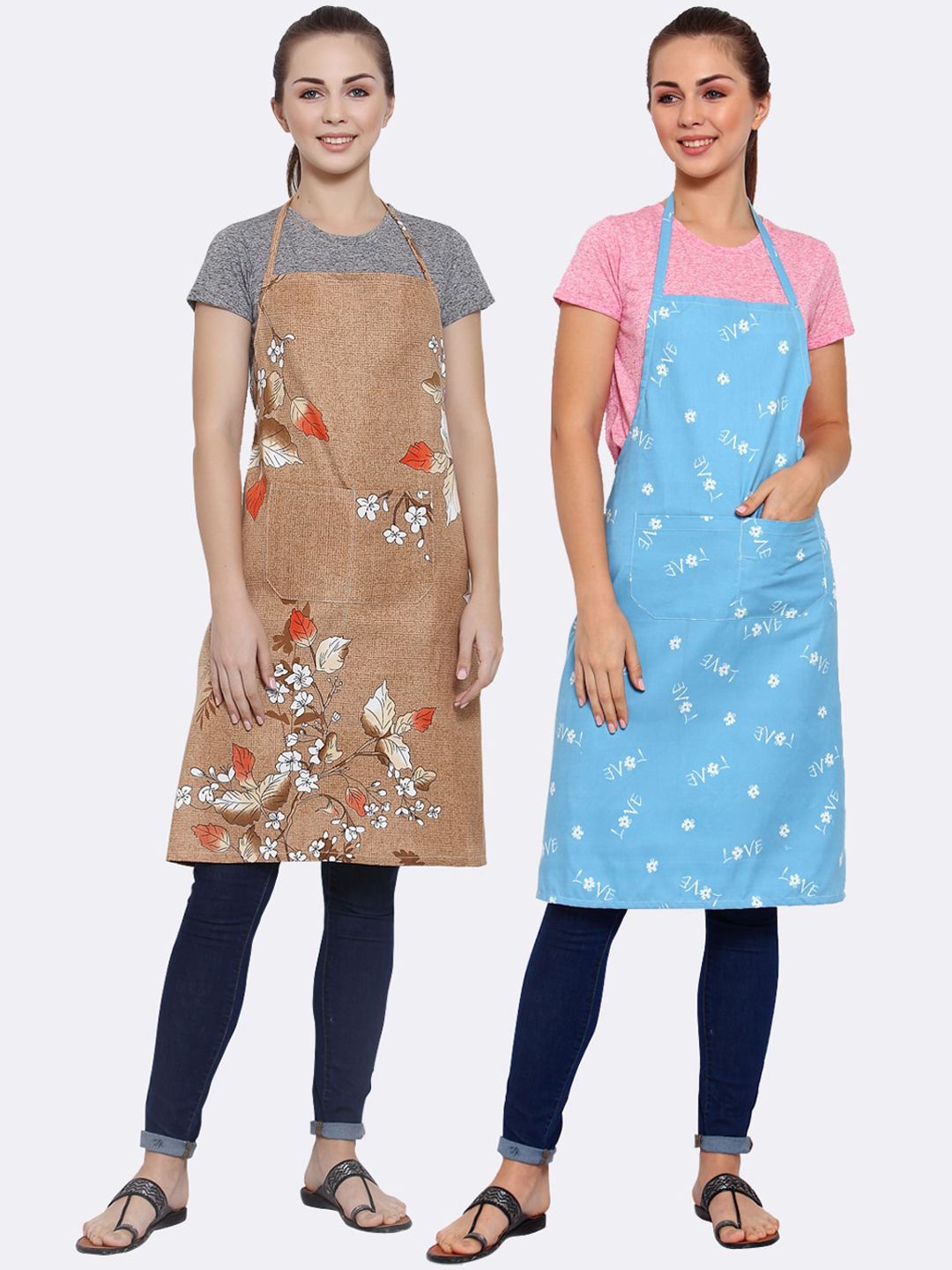 Arrabi Woman Pack of 2 Cotton Blend Apron With 2 Patch Price in India