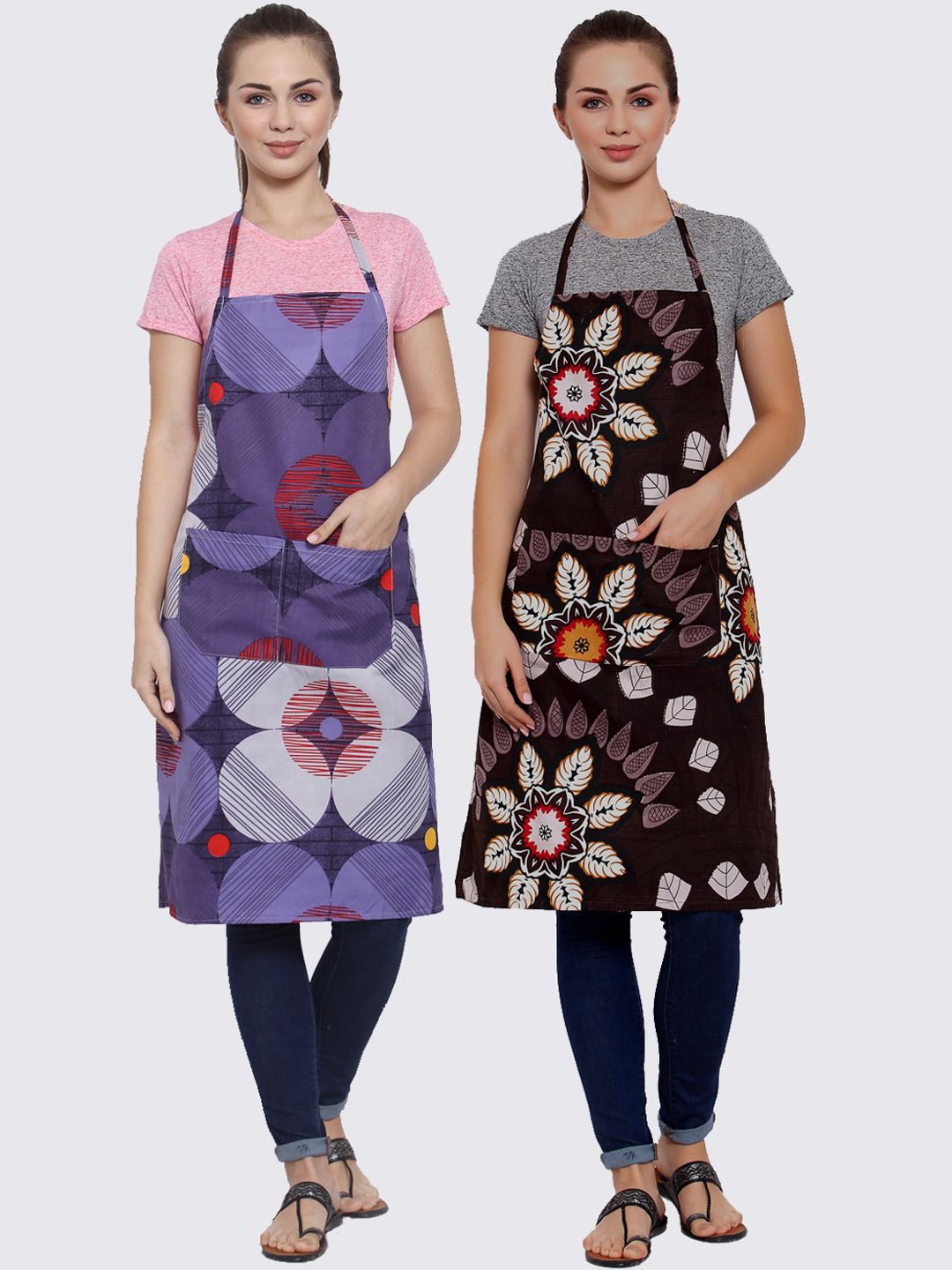 Arrabi Pack of 2 Multi Printed Aprons Price in India