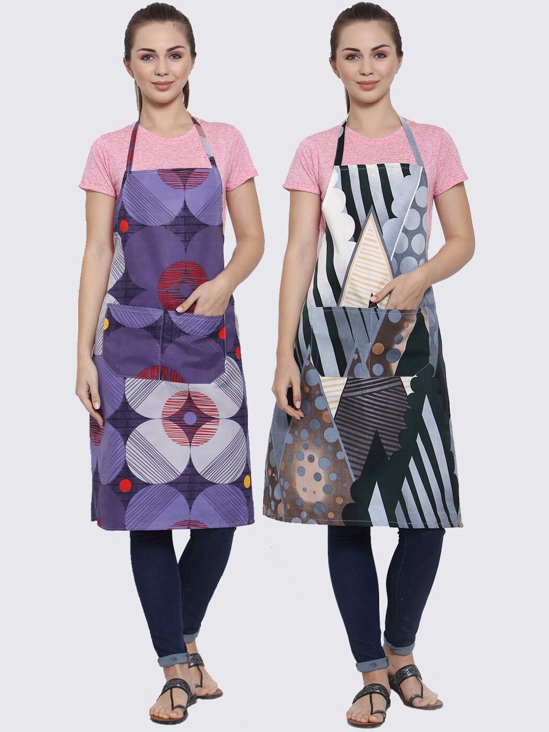 Arrabi Unisex  Pack of 2 Cotton Blend Apron With Patch Pockets Price in India