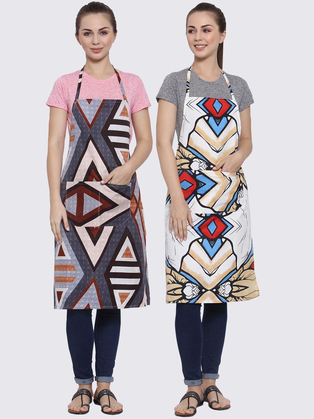 Arrabi Multicoloured Pack of 2 Printed Aprons Price in India