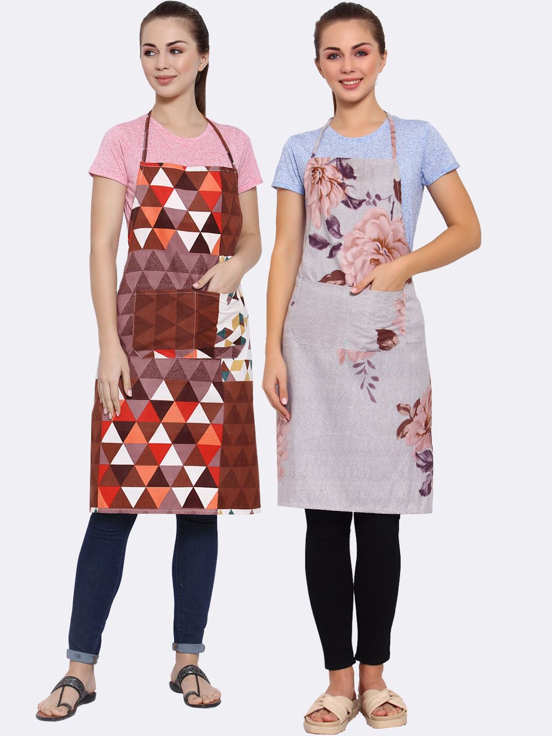 Arrabi Woman Pack of 2 Cotton Blend Apron With Patch Pockets Price in India