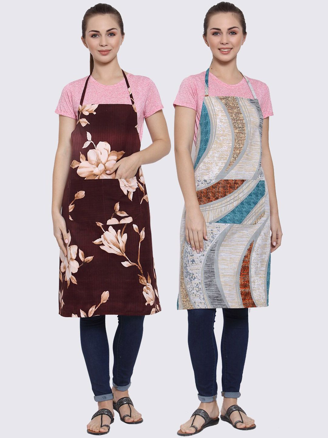 Arrabi Pack of 2 Multi Printed Aprons Price in India