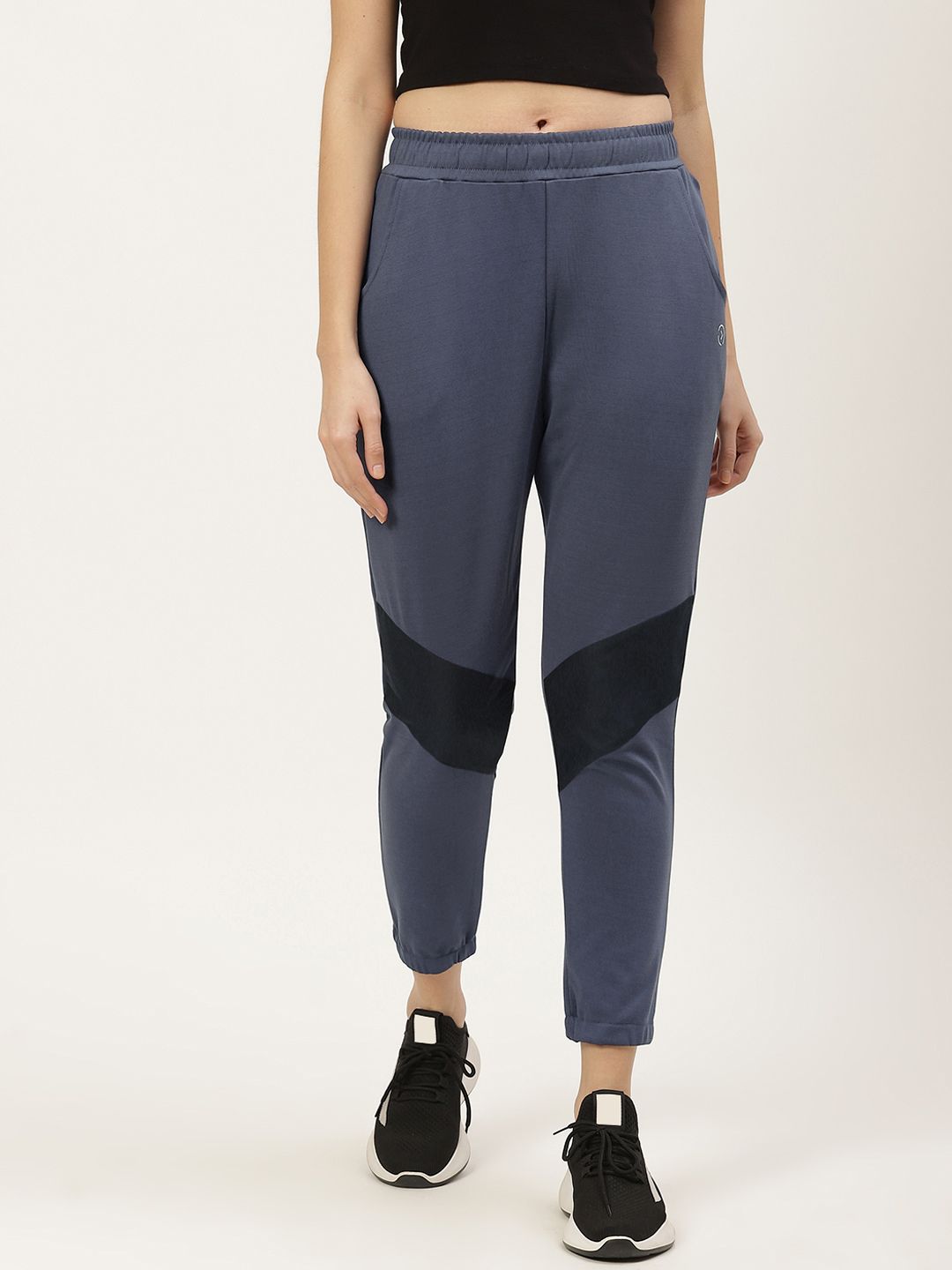 Women Navy Blue Solid Regular Fit Comfortable Cotton Track Pants Price in India