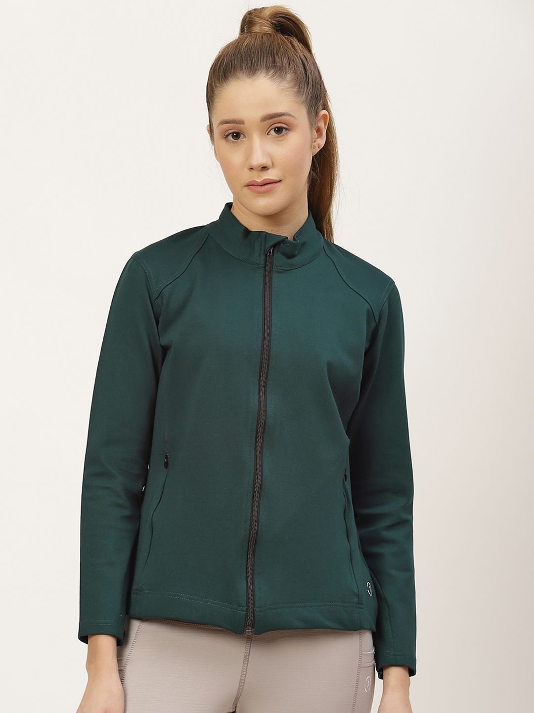 KICA Women Green Solid Nylon Rapid-Dry Regular Training or Gym Sporty Jacket Price in India