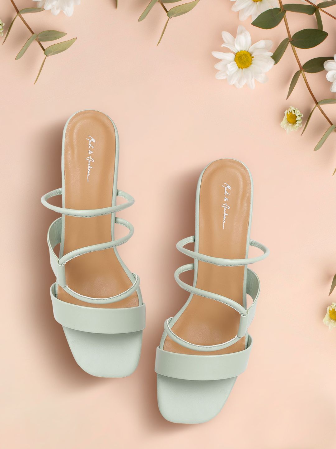 Mast & Harbour Mint Green Solid Block Heels Price in India