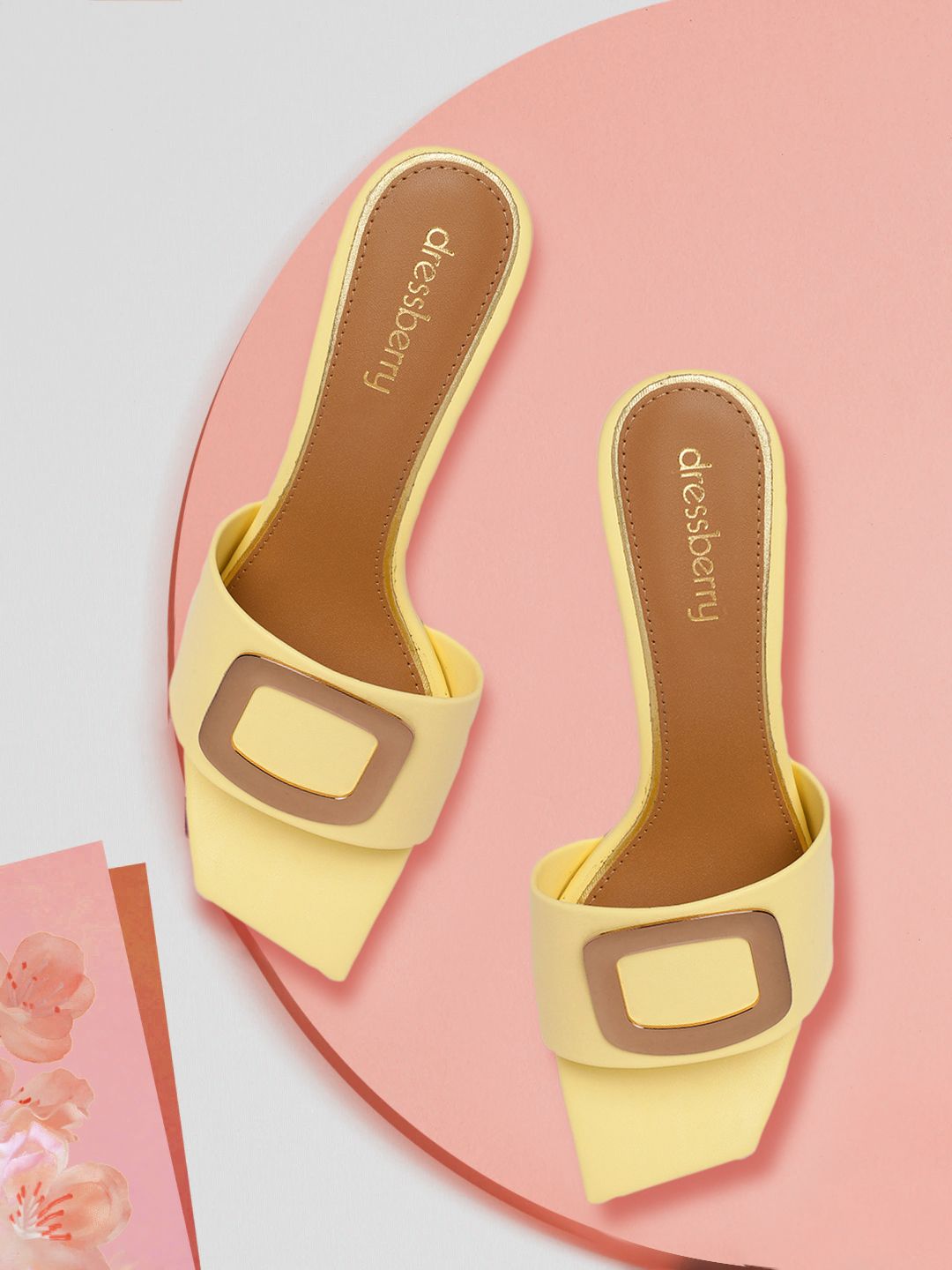 DressBerry Yellow PU Block Sandals Price in India