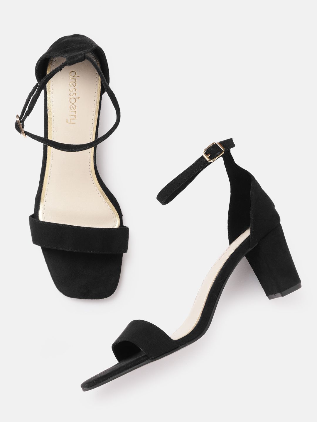 DressBerry Women Black Solid Block Heels Price in India