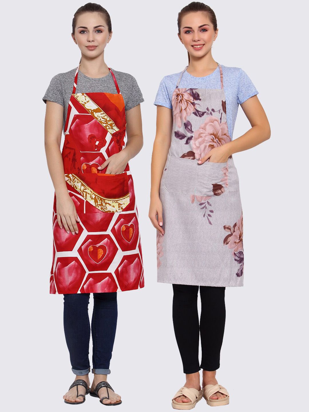 Arrabi Pack of 2 Multicolored Printed Aprons Price in India