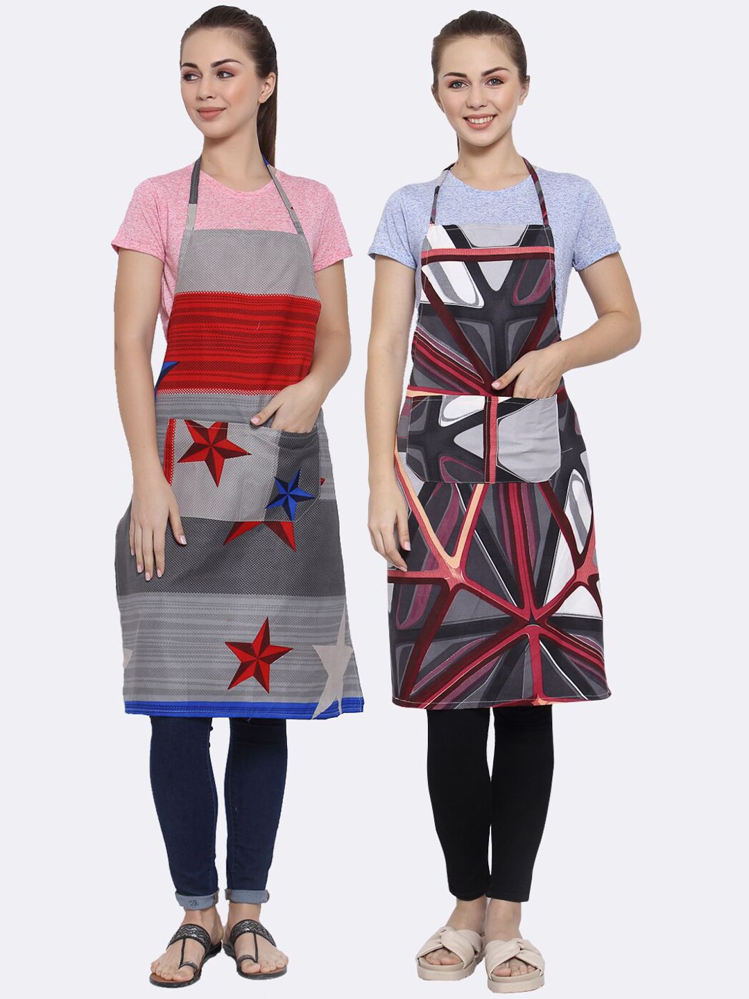 Arrabi Unisex Pack of 2 Cotton Blend Apron With Patch Pockets Price in India