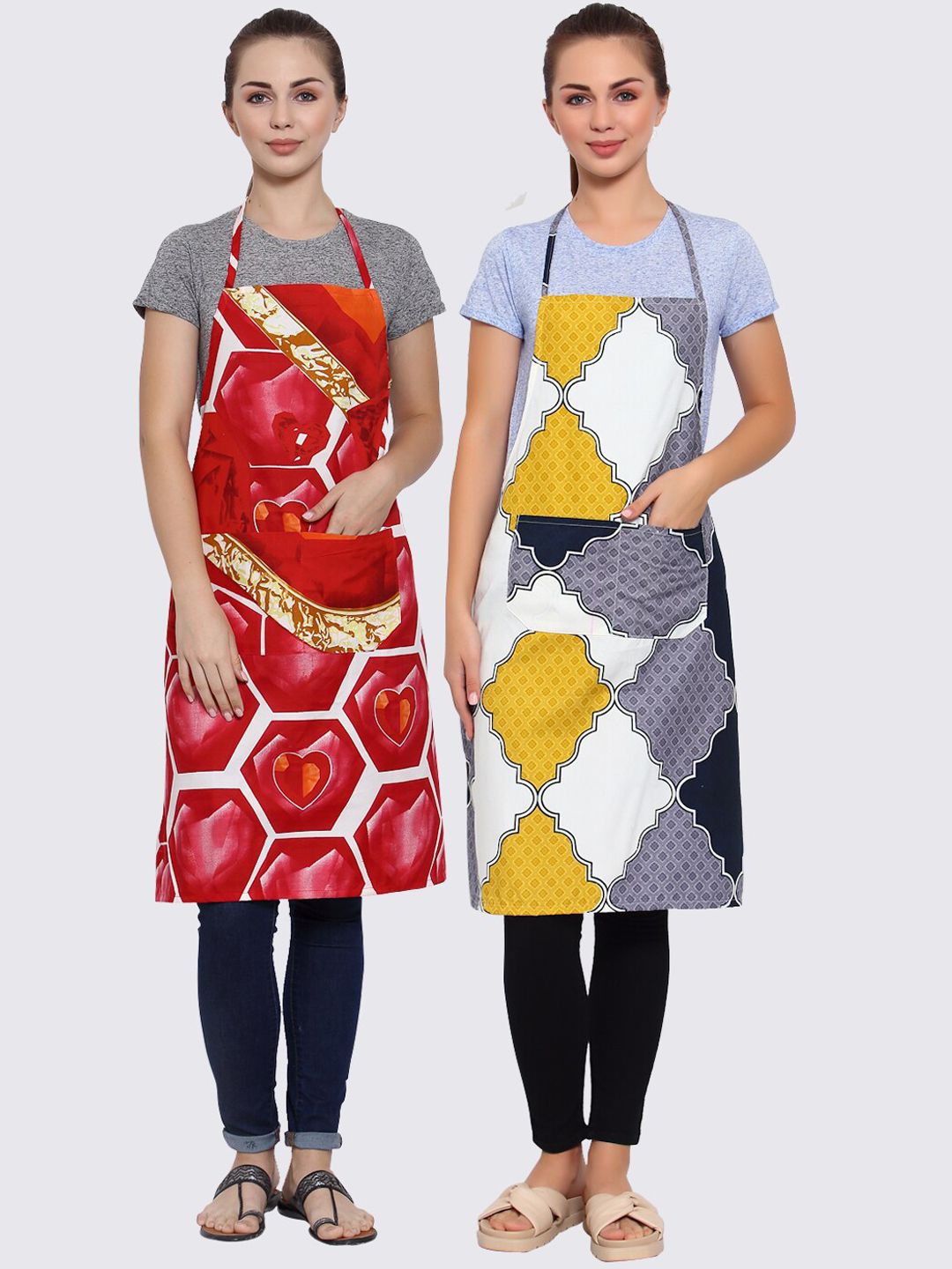 Arrabi Multicoloured Pack of 2 Printed Aprons Price in India
