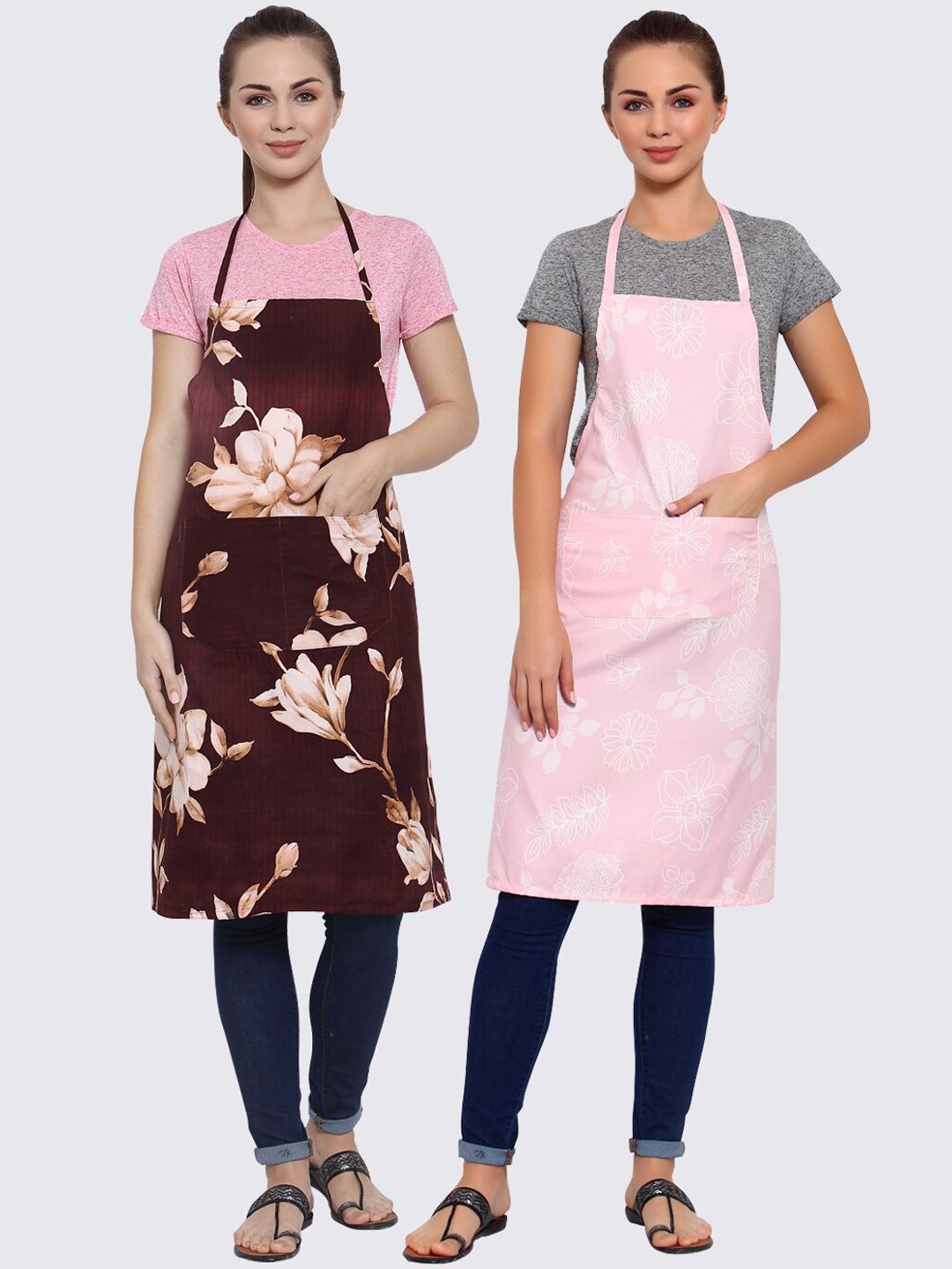 Arrabi Woman Pack of 2 Cotton Blend Apron With Patch Pockets Price in India