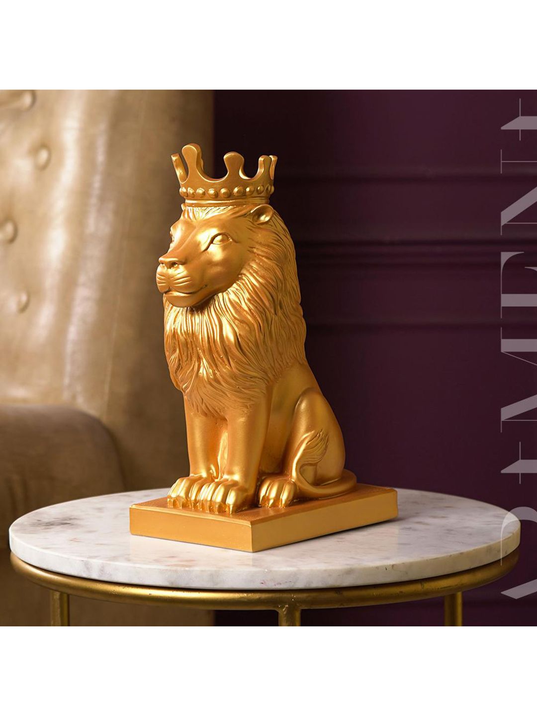 THE ARTMENT Gold-Toned Nordic Minimalist Regal Lion Showpiece Price in India