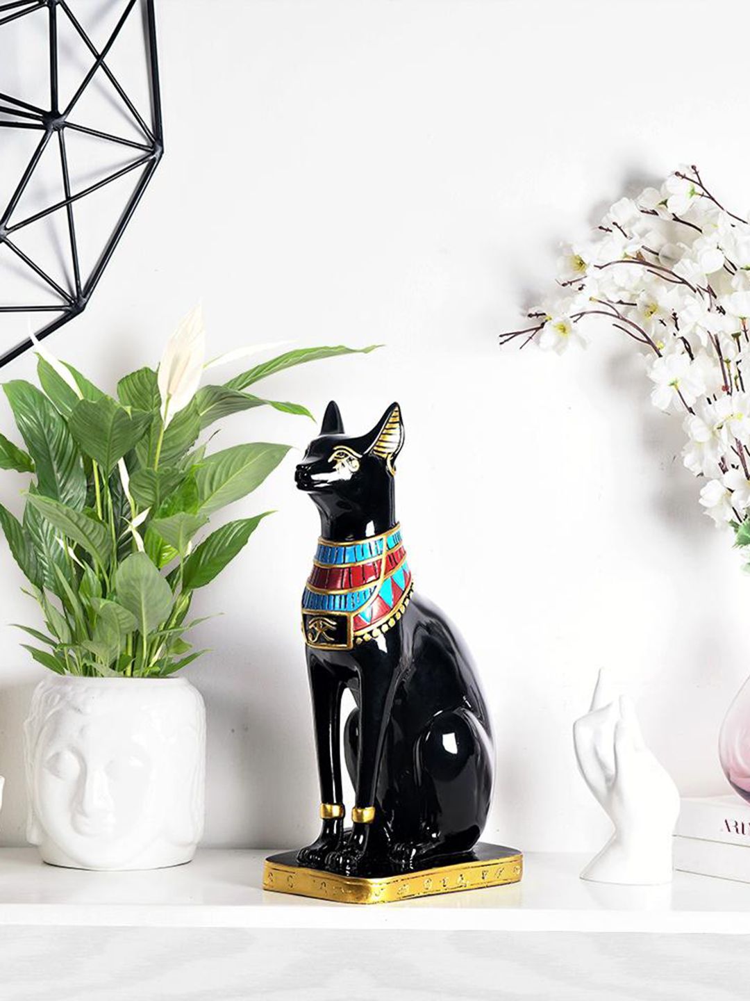 THE ARTMENT Black & Gold-Toned Egyptian Bastet Showpiece Price in India