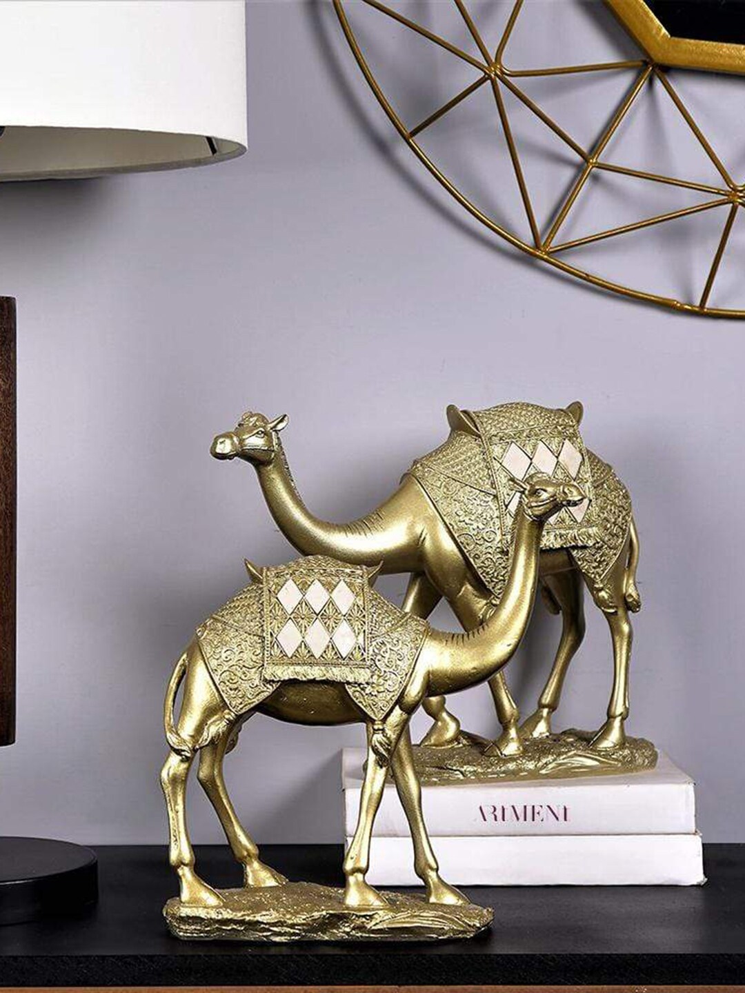 THE ARTMENT Set Of 2 Gold-Toned Rustic Camel Showpiece Price in India