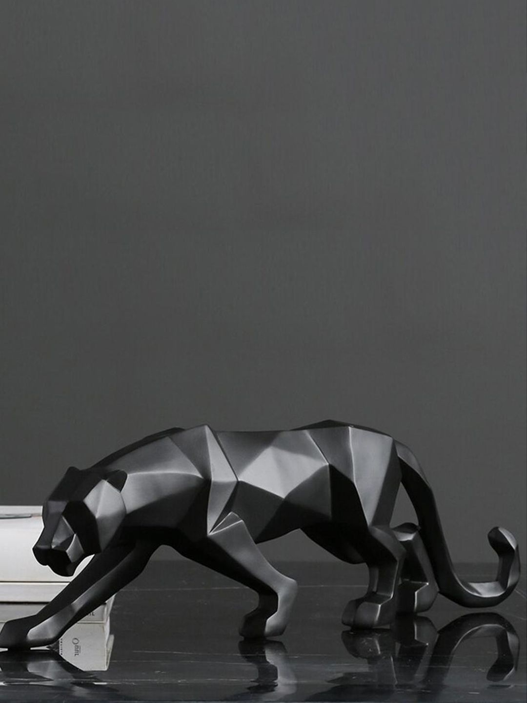 THE ARTMENT Black Modern Art Geometric Panther Statue Showpiece Price in India