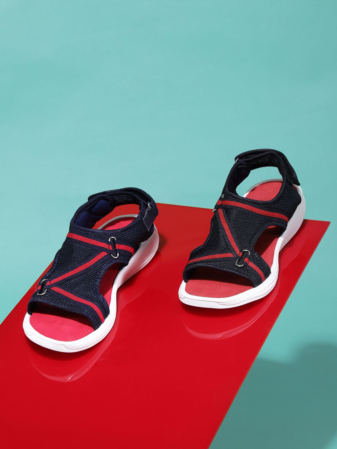 Kook N Keech Women Navy & Red Striped Sports Sandals Price in India