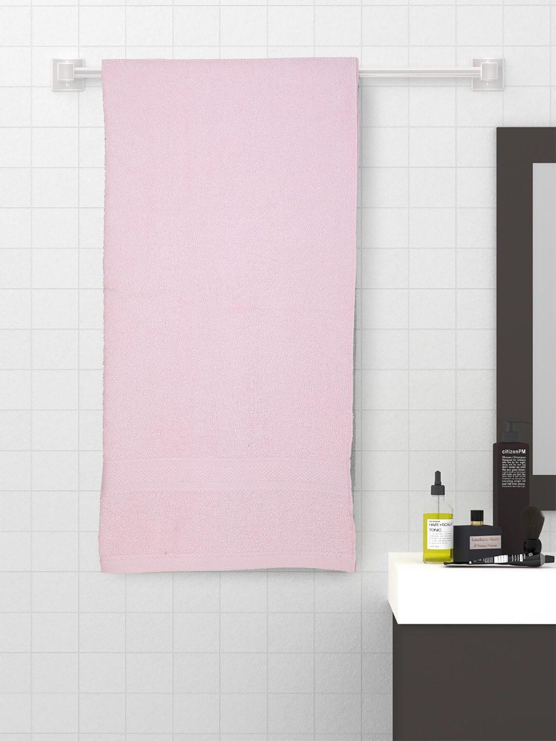 Raymond Home Pink Solid Cotton 450 GSM Bath Towel Price in India