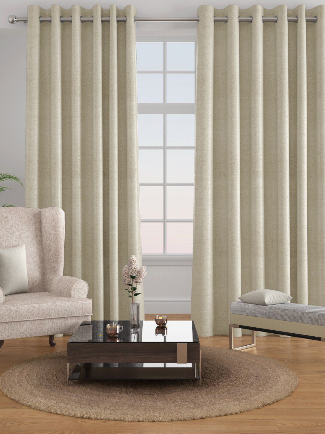 Raymond Home Beige Set of 2 Jacquard Door Curtain Price in India