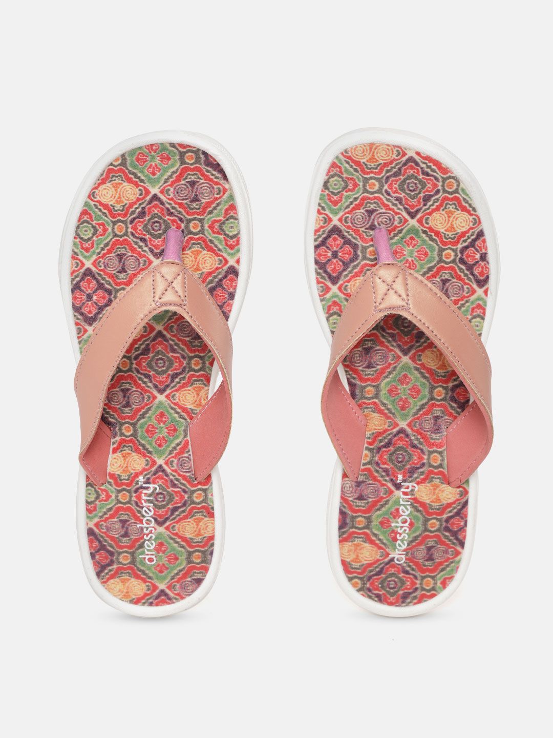 DressBerry Women Multicoloured Printed Thong Flip-Flops Price in India