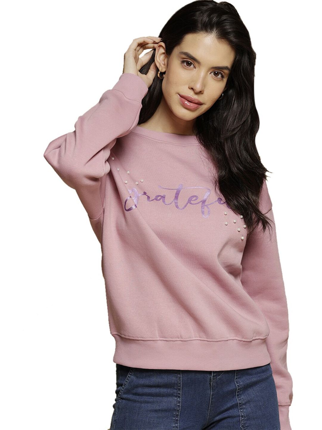 Gipsy Women Pink Printed Sweatshirt Price in India