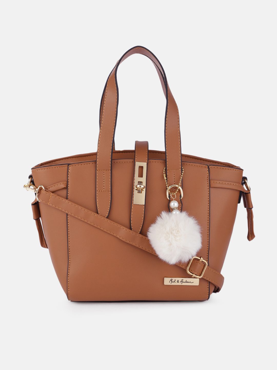 Mast & Harbour Tan Brown Structured Handheld Bag Price in India