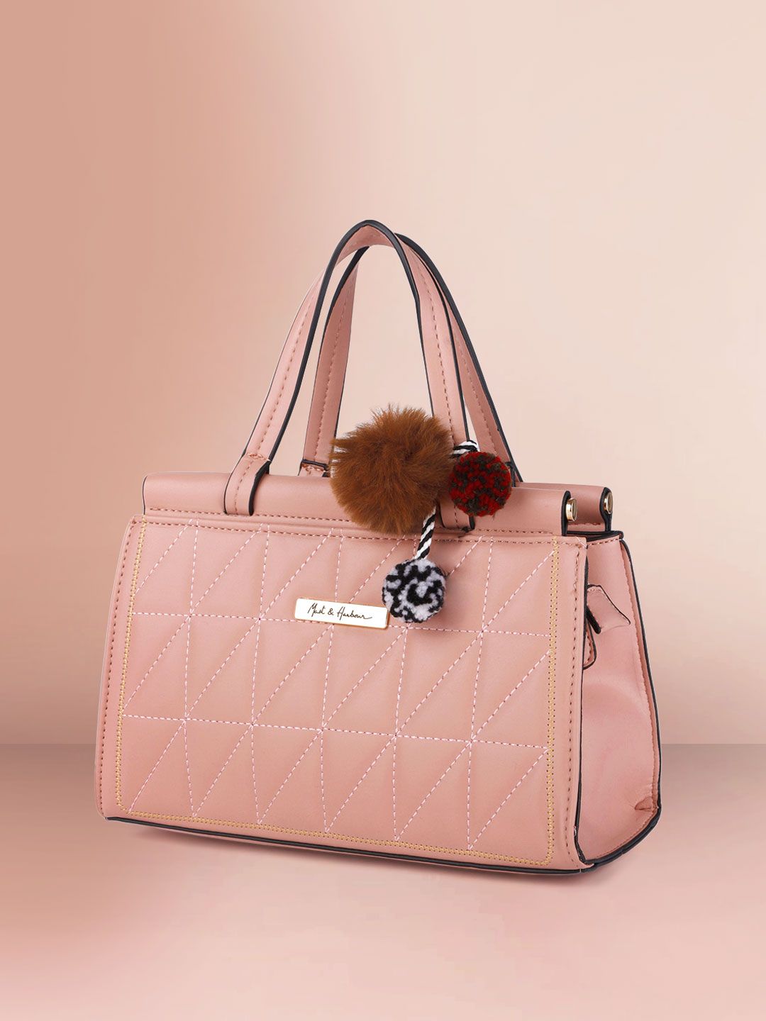 Mast & Harbour Nude Pink Quilted Handheld Bag Price in India