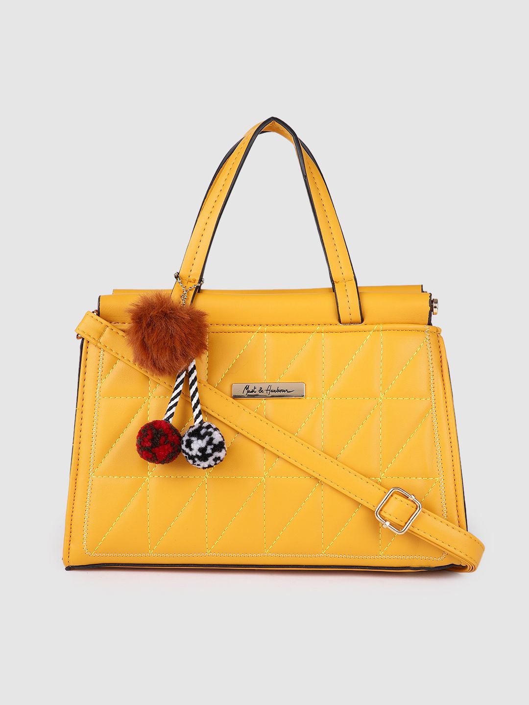 Mast & Harbour Mustard Yellow Quilted Handheld Bag Price in India