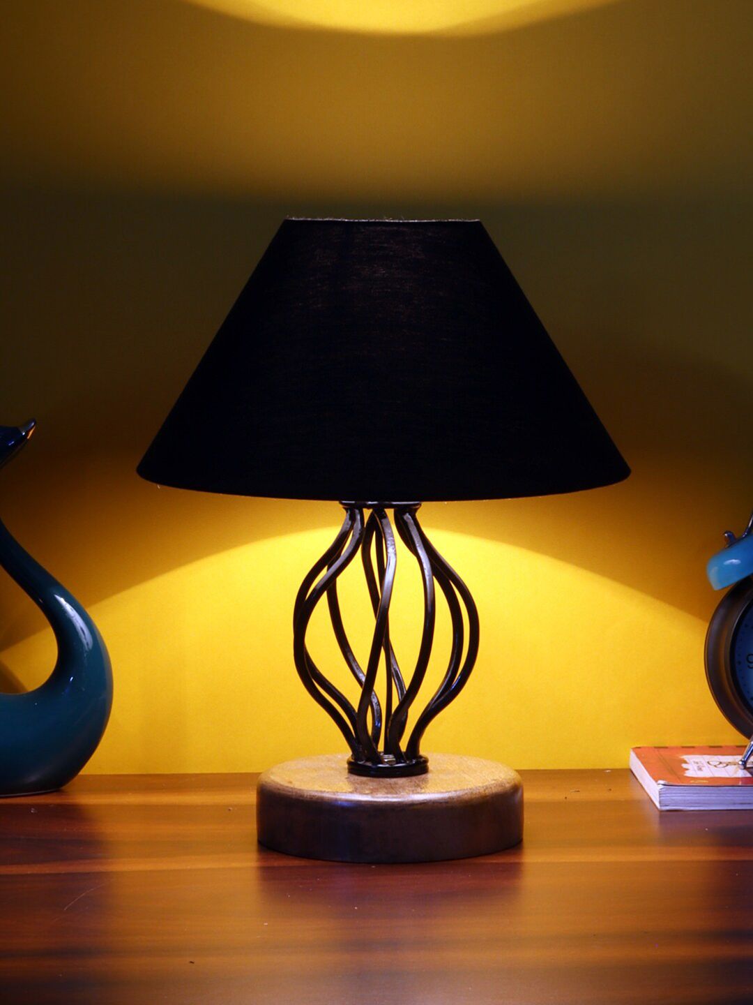 Devansh Black Cotton Table Lamp With Iron Base Price in India